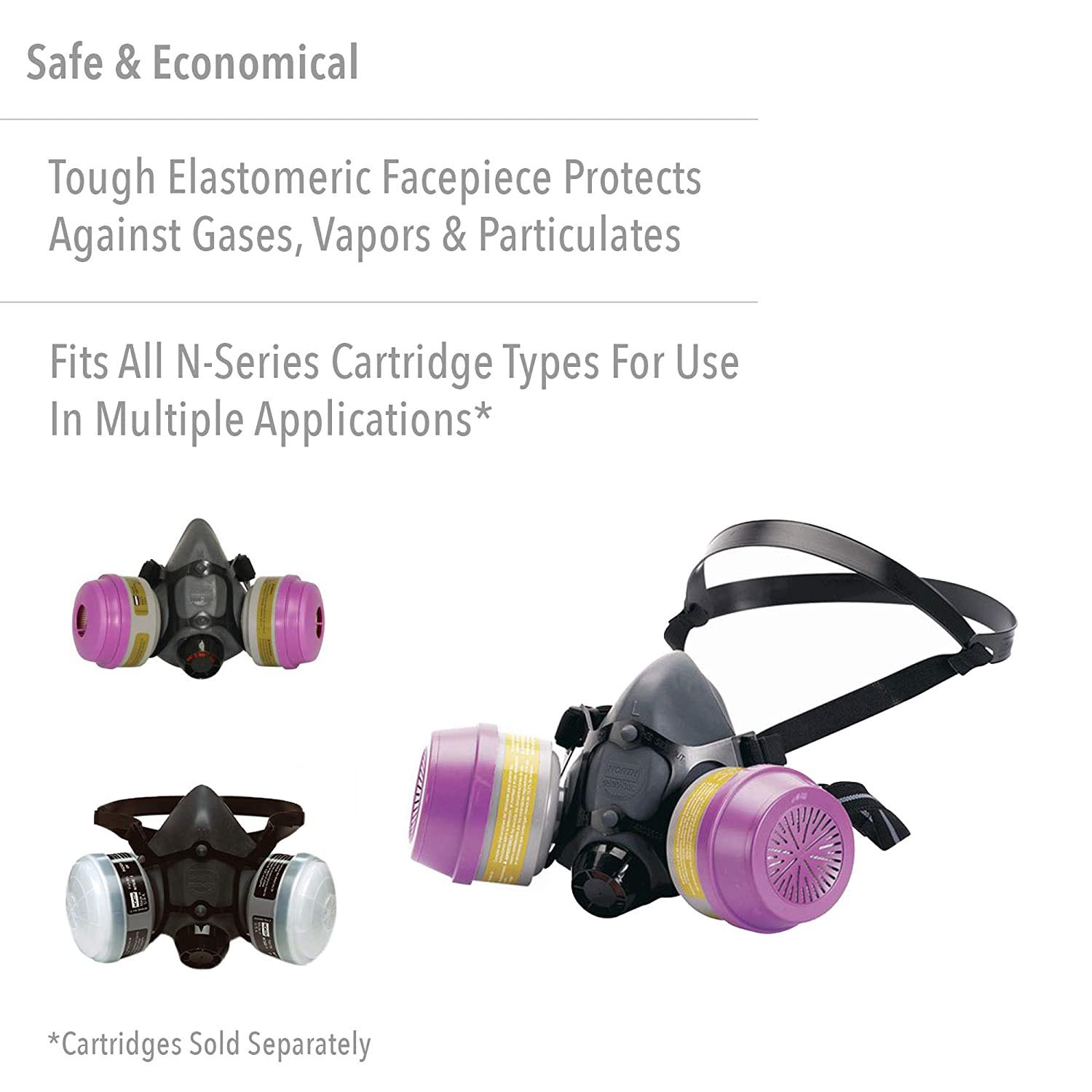 Honeywell North 5500 Series Half Mask Respirator with Dual Cartridge Connectors for N Series Filters - Image 3