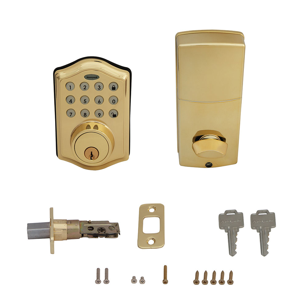 Honeywell Electronic Deadbolt Door Lock with Keypad in Polished Brass, 8712009 - Image 2