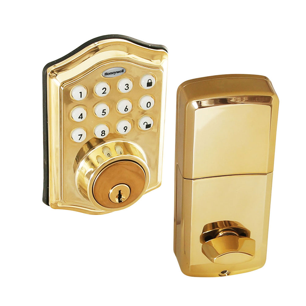Honeywell Electronic Deadbolt Door Lock with Keypad in Polished Brass, 8712009