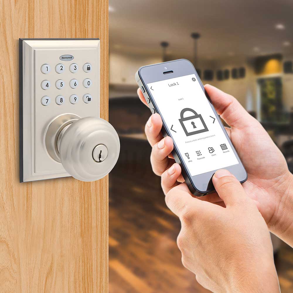 Honeywell Bluetooth Enabled Digital Door Knob Lock With Keypad, Satin Nickel, 8832301S - Image 4