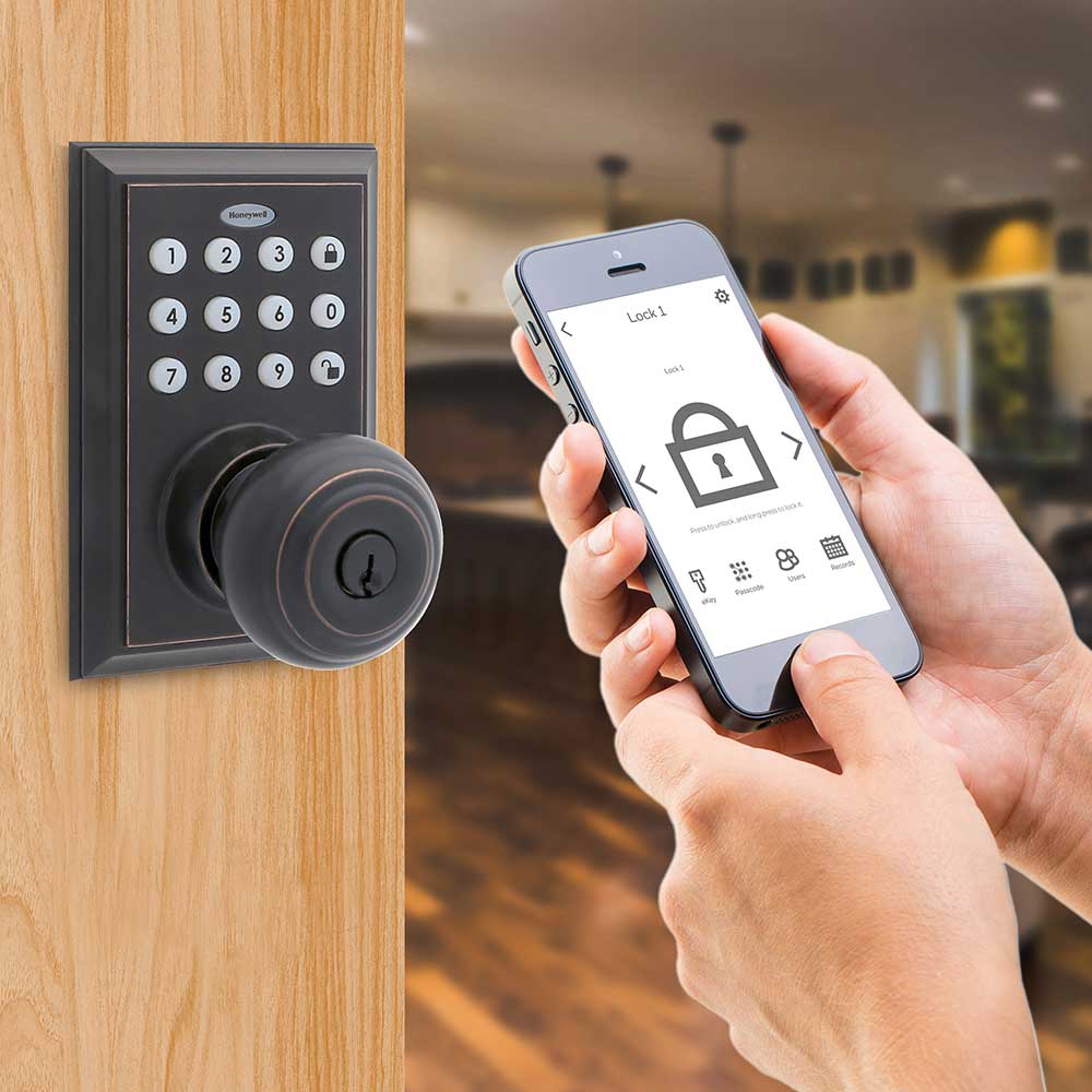 Honeywell Bluetooth Enabled Digital Door Knob Lock With Keypad, Oil Rubbed Bronze, 8832401S - Image 4