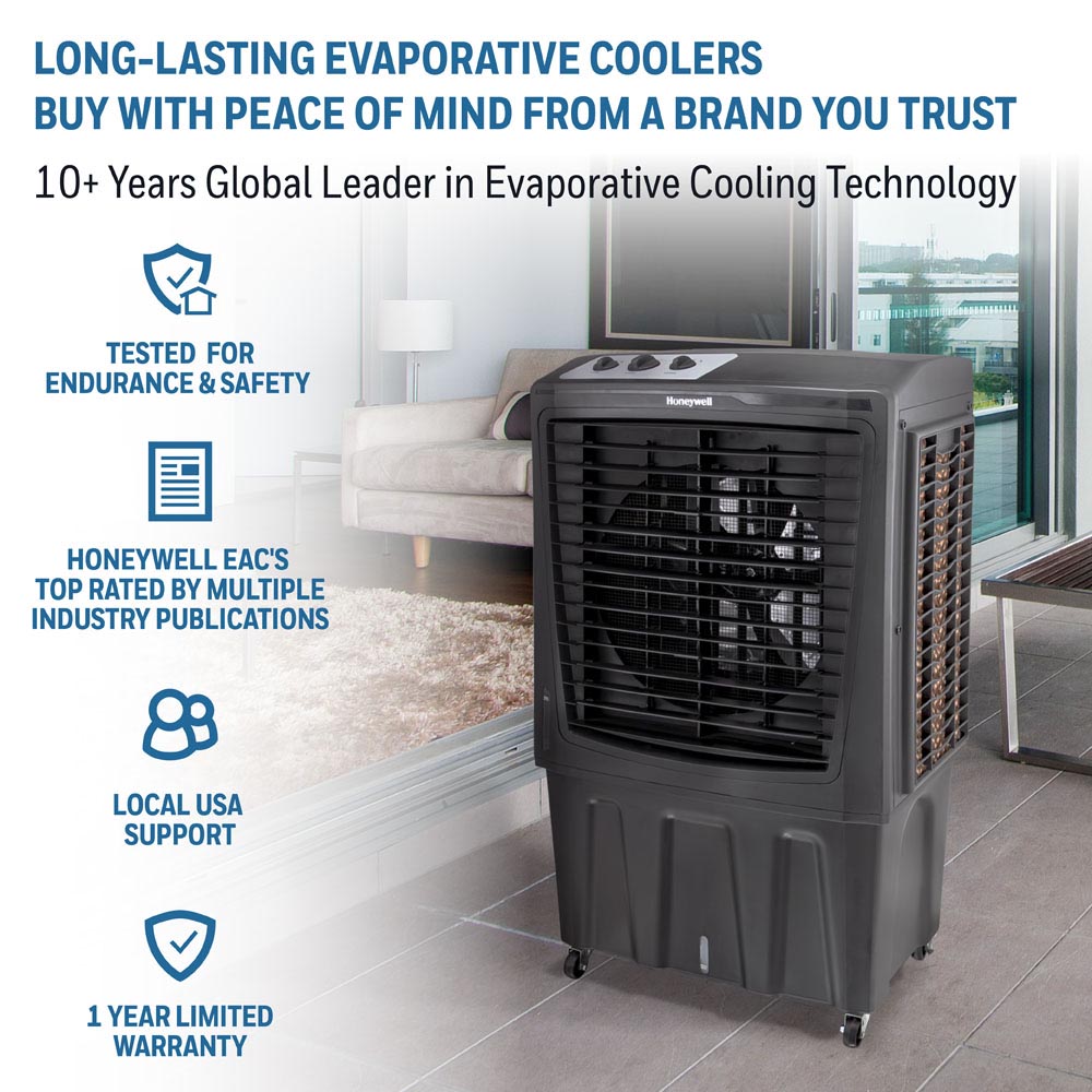 Honeywell CO810PM Outdoor Weatherproof Evaporative Air Cooler and Fan, 2800 CFM for Large Spaces - 19 Gallon Tank, Black - Image 5