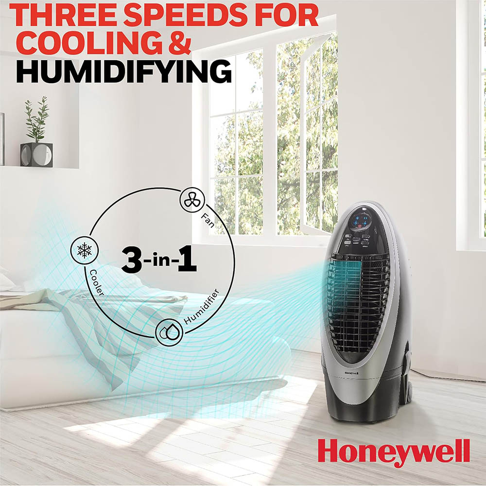 Honeywell CS10XE Evaporative Air Cooler for Indoor Use, 300 CFM - 2.6 Gallon Tank, White-Gray - Image 6