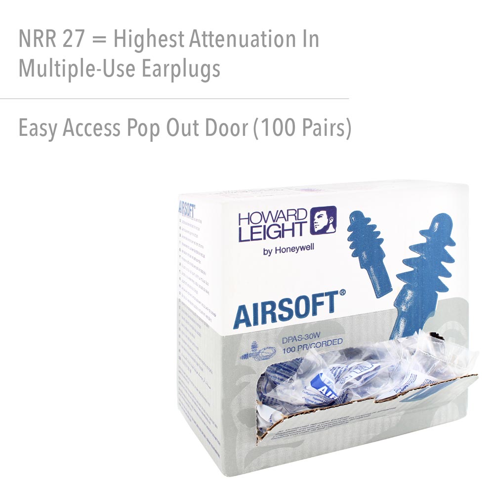 Honeywell Howard Leight AIRSoft Tapered TPE Corded Earplugs, 1000 Pairs - Image 2