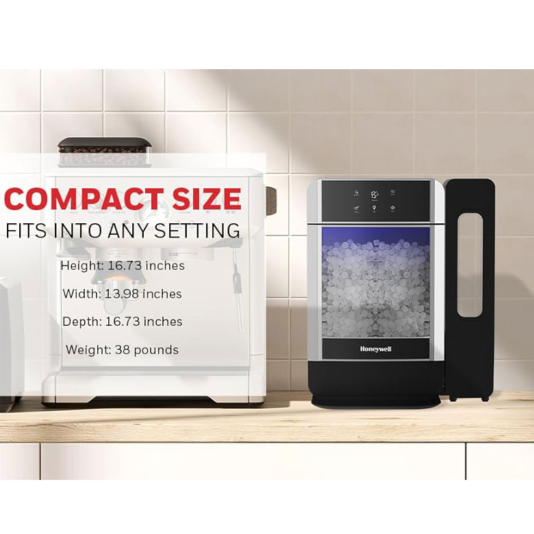 Honeywell Countertop Nugget Ice Maker, Large Capacity Chewable Ice Machine with Large Ice Storage and 1 Gallon Water Tank - H-ICE - Image 4
