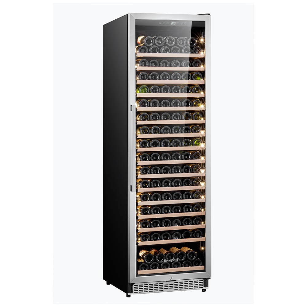 Honeywell 186 Bottle Large Freestanding Compressor Wine Cooler Fridge with Digital Temperature Control, Stainless Steel - H186WCS - Image 2