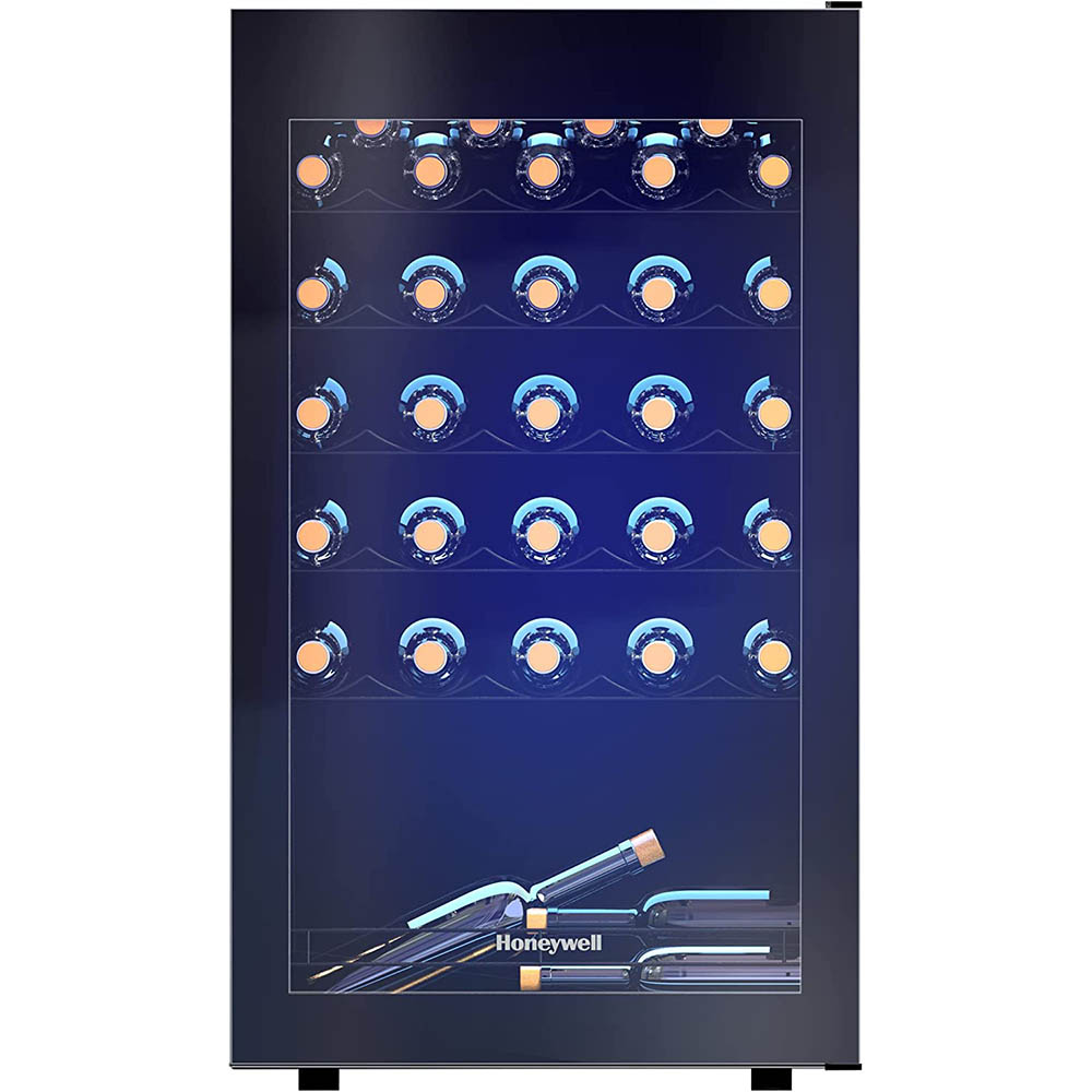 Honeywell 34 Bottle Small Wine Cooler Refrigerator with Digital Thermostat, Black - H34WCB
