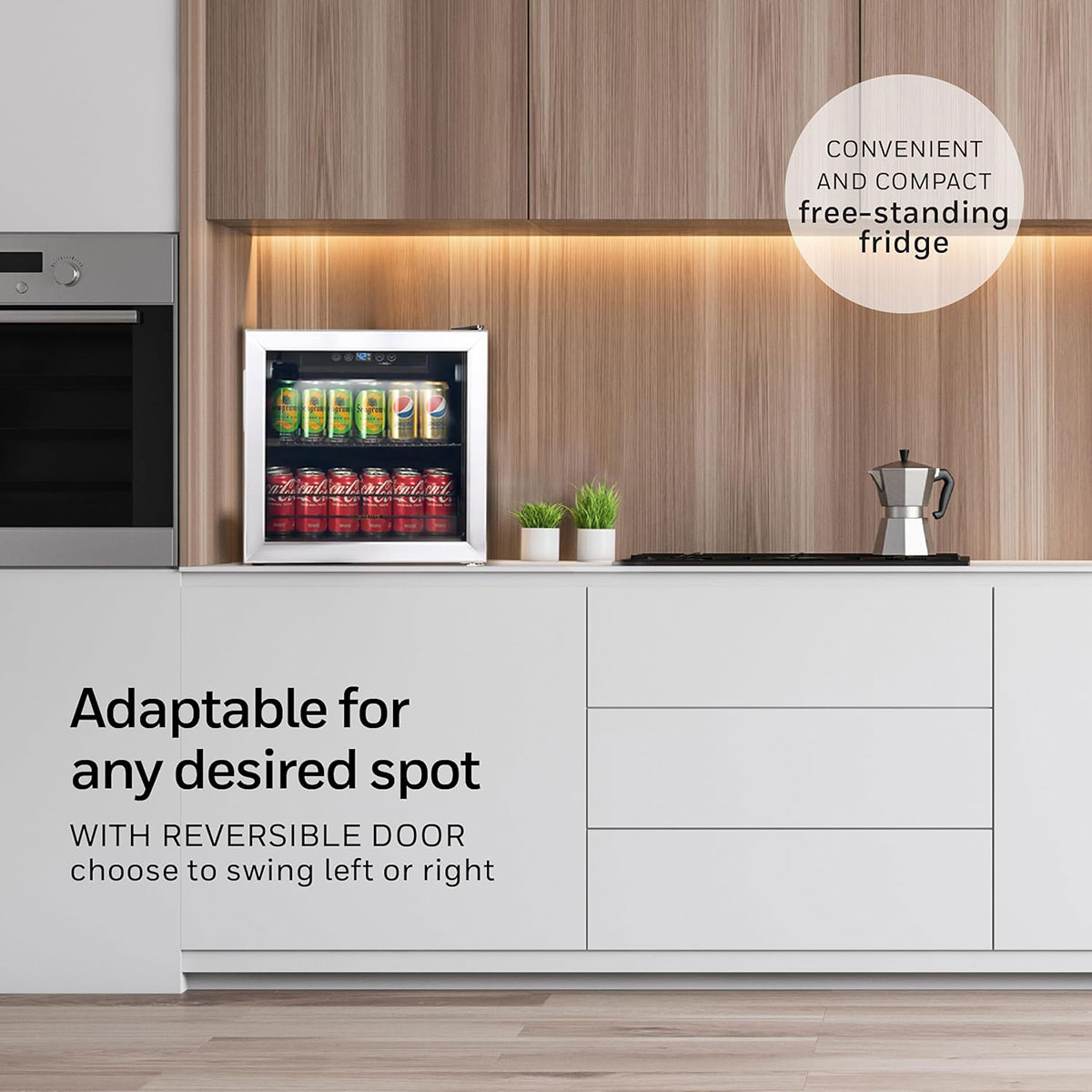 Honeywell 48 Can Cooler and Beverage Refrigerator with Glass Door, Stainless Steel - H48BCS - Image 5