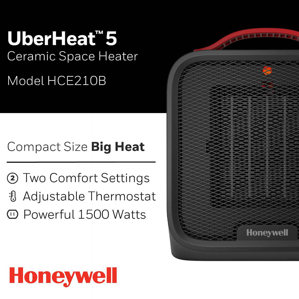 Honeywell UberHeat 5 Portable Ceramic Small Space Heater - Black, HCE210B - Image 2