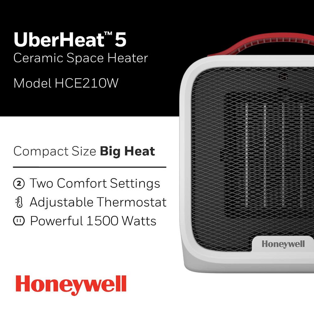 Honeywell UberHeat 5 Ceramic Heater for Small Spaces - White, HCE210W - Image 4