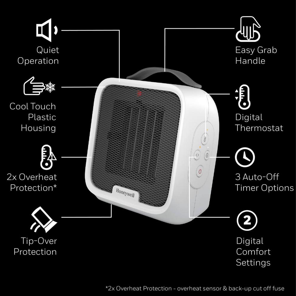 Honeywell UberHeat Plus Portable Ceramic Small Space Heater - White, HCE220W - Image 3