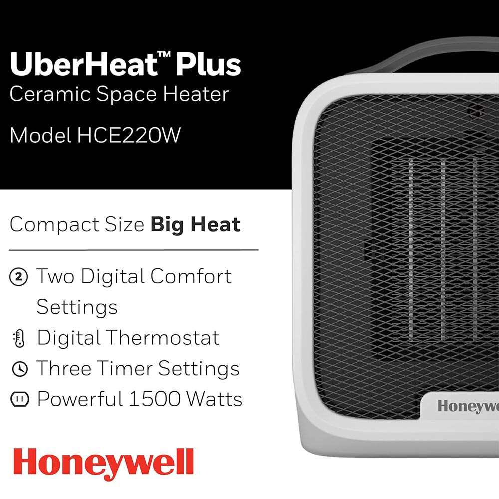 Honeywell UberHeat Plus Portable Ceramic Small Space Heater - White, HCE220W - Image 6