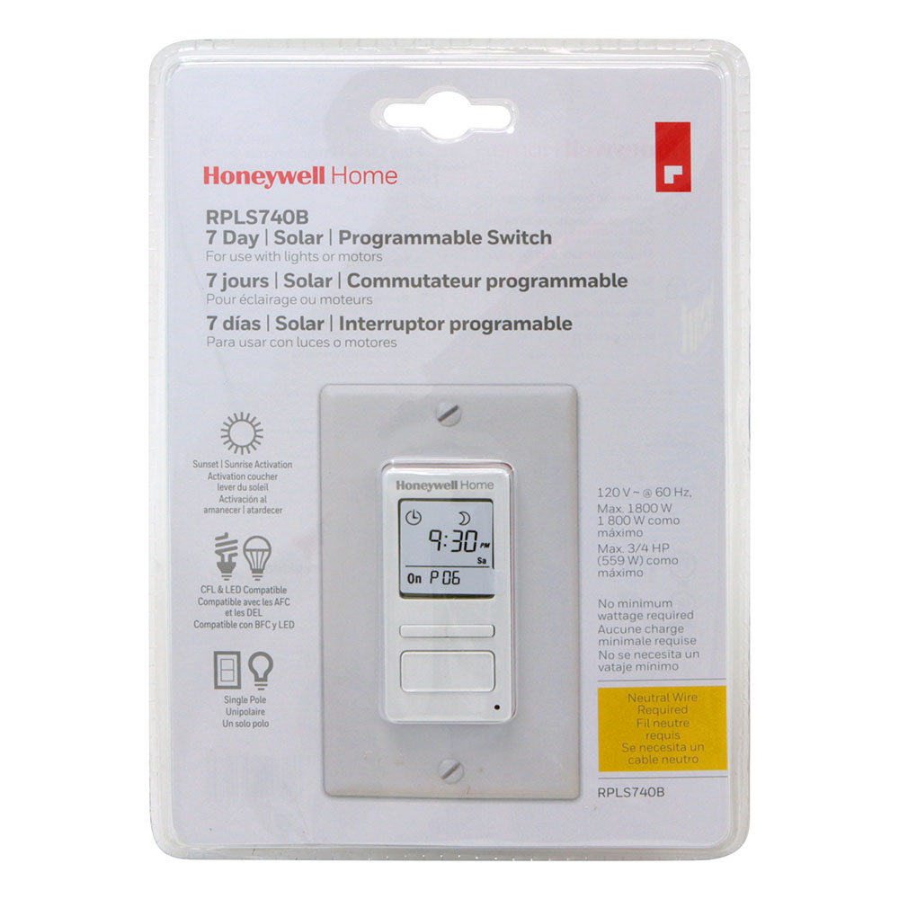 Honeywell Home Solar 7 Day Programmable Light Switch Timer, Sunset to Sunrise - RPLS740B, White - Image 4