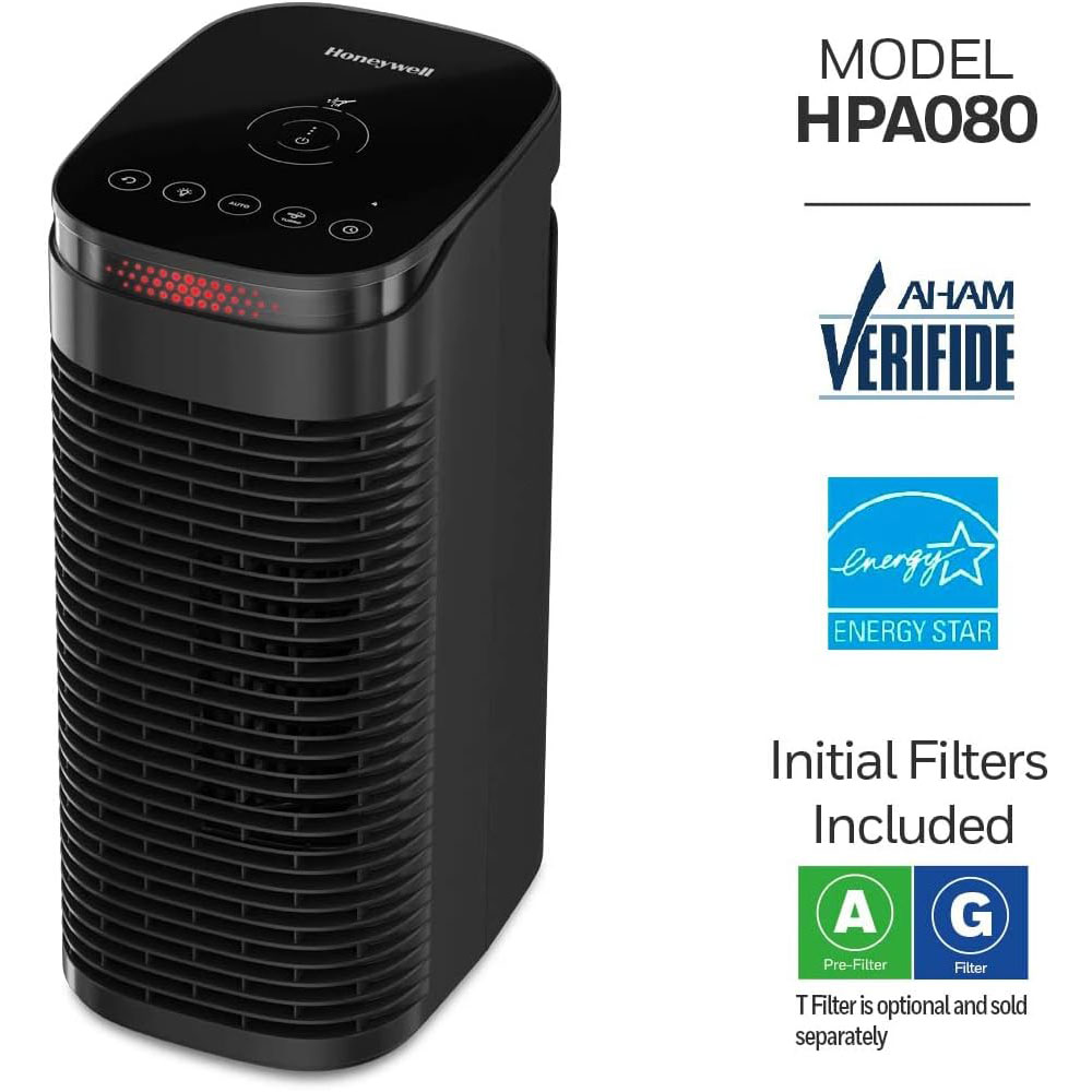 Honeywell Allergen Plus HEPA Tower Small Air Purifier - Black, HPA080B - Image 2