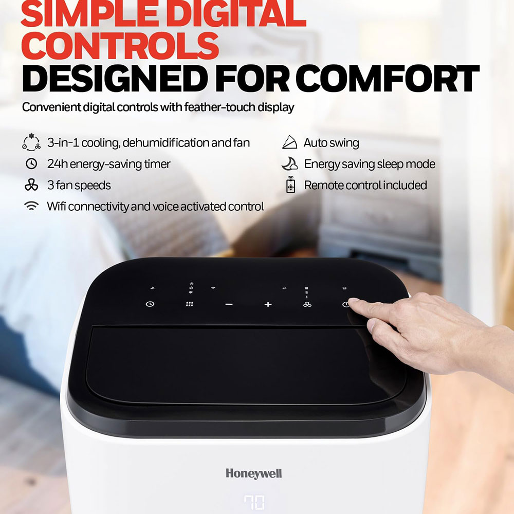 Honeywell 14,000 BTU Smart Portable Air Conditioner, Fan and Dehumidifier with WiFi and Google/Alexa Voice Control, HT4CESVWK0 - Image 3
