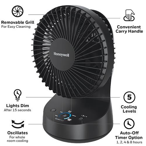 Honeywell QuietSet 5 Oscillating Table Fan - Black, HTF337B - Image 6