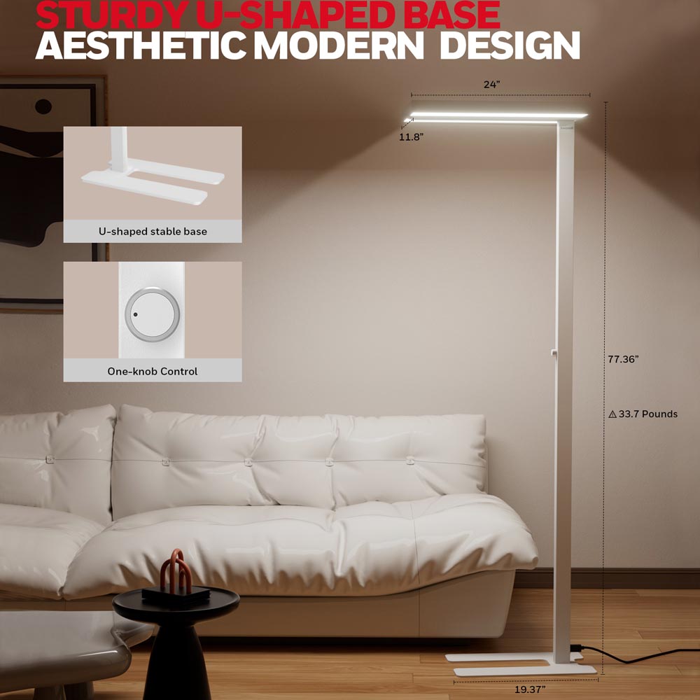 Honeywell Modern LED Floor Lamp, Sunturalux Eye-Care Tall Standing Light, 16000LM 4000K Natural Daylight - 02E-Max - Image 8