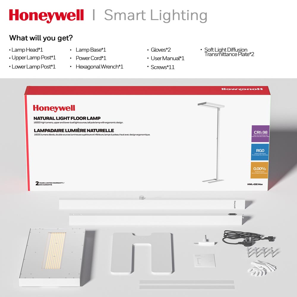 Honeywell Modern LED Floor Lamp, Sunturalux Eye-Care Tall Standing Light, 16000LM 4000K Natural Daylight - 02E-Max - Image 9