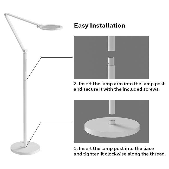 Honeywell Modern Adjustable Floor Lamp with Remote and Eye Protection, 2700k-5700k Color Temperature and 5 Brightness Levels, White - HWL-F01WT - Image 8