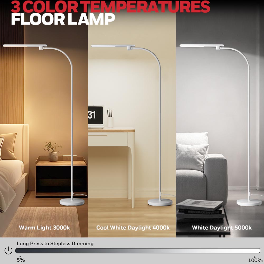Honeywell LED Floor Lamp, F4 Sunturalux Gooseneck Floor Light, White - F4WT - Image 2