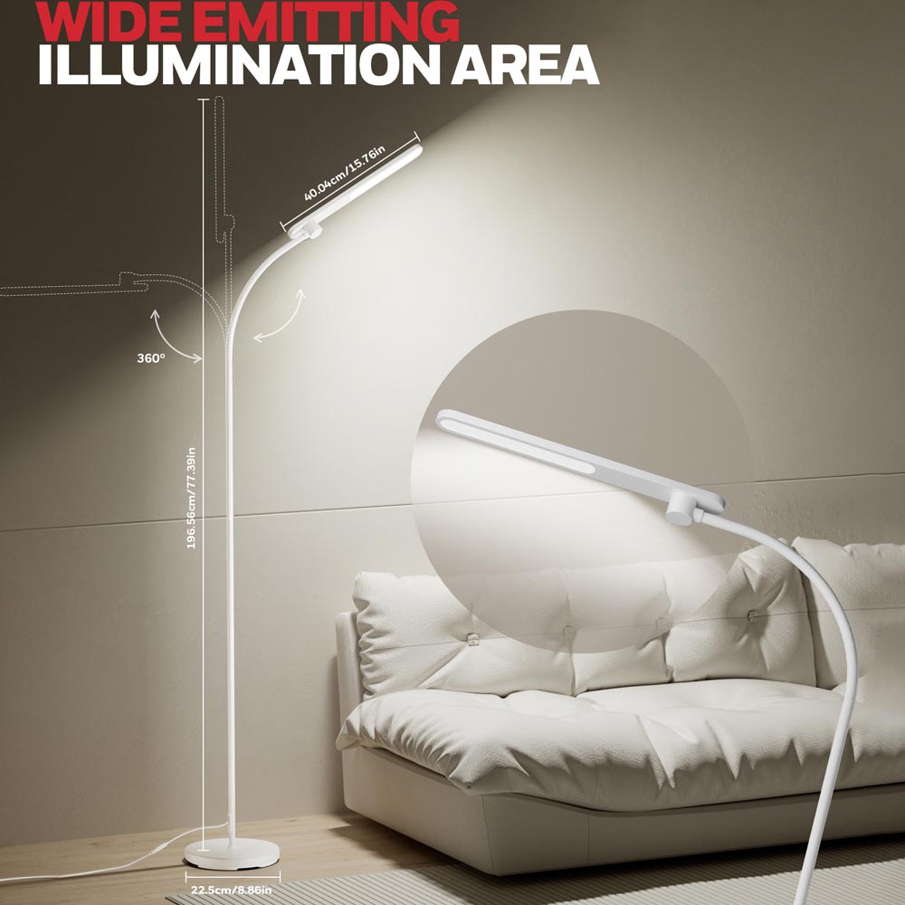 Honeywell LED Floor Lamp, F4 Sunturalux Gooseneck Floor Light, White - F4WT - Image 5