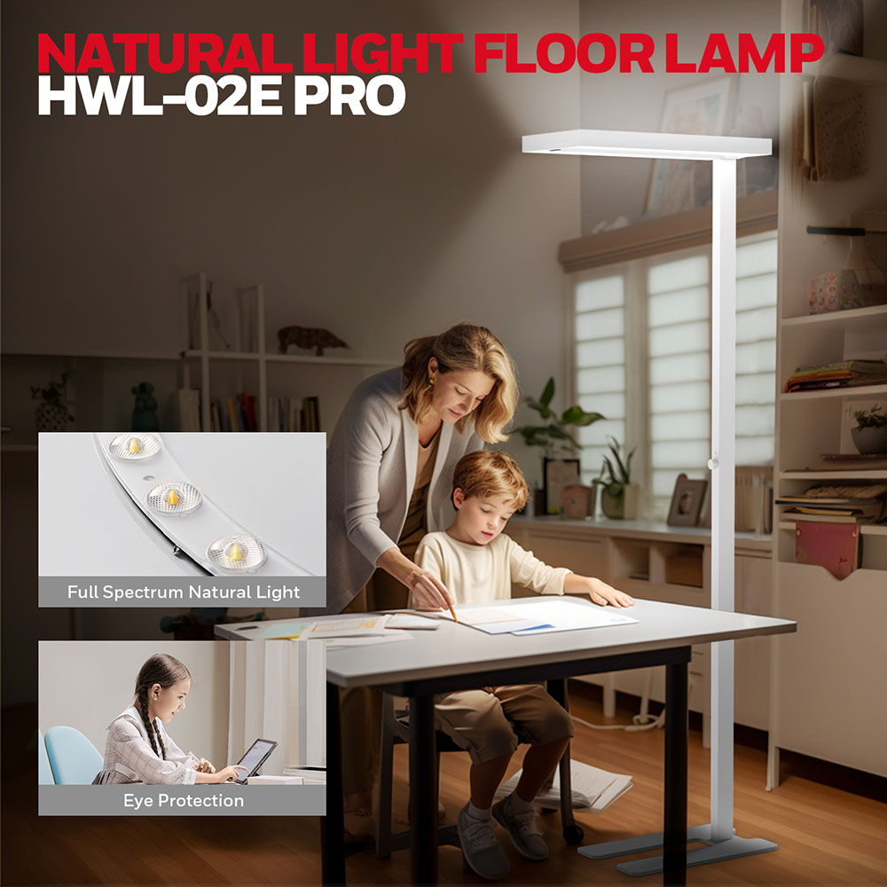 Honeywell Dual Light LED Eye Protection Floor Lamp, Natural Daylight, Modern Industrial Style - HWL-02E Pro - Image 2