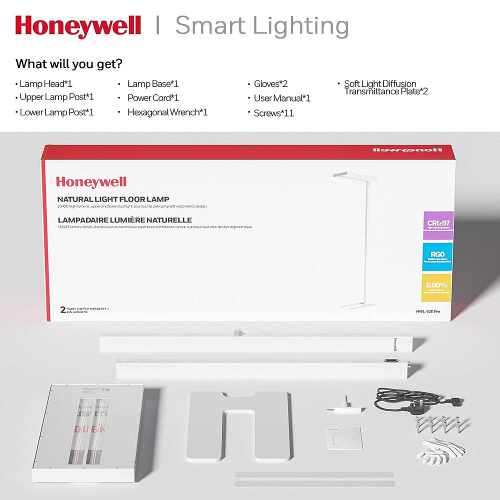 Honeywell Dual Light LED Eye Protection Floor Lamp, Natural Daylight, Modern Industrial Style - HWL-02E Pro - Image 6