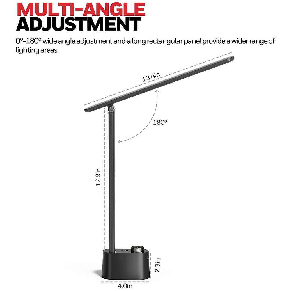 Honeywell Foldable Modern Table Lamp with USB A+C Charging Port and Eye Protection, Black - HWT-H01 - Image 5