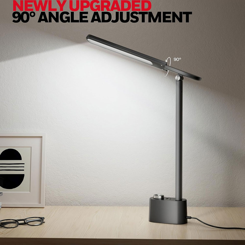 Honeywell Multi-Angle Adjustable LED Desk/Table Lamp with USB A+C Charging Ports and Eye Protection, Black HWT-H01-PRO - Image 2