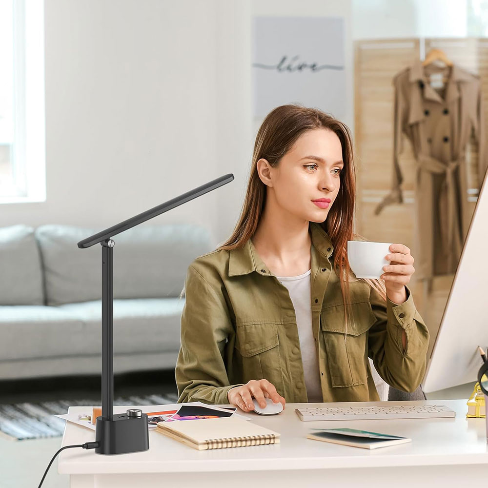 Honeywell Multi-Angle Adjustable LED Desk/Table Lamp with USB A+C Charging Ports and Eye Protection, Black HWT-H01-PRO - Image 8