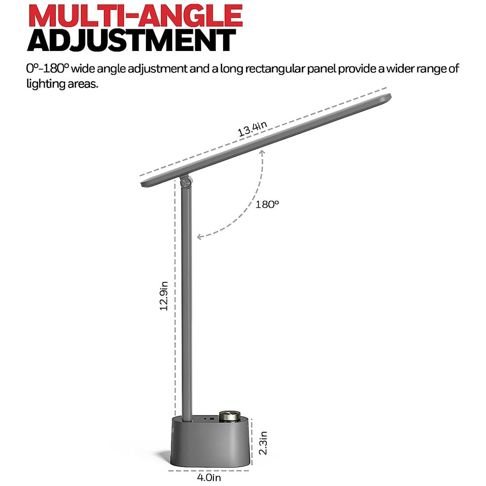 Honeywell Foldable Modern Office Table Lamp with USB A+C Charging Port and Eye Protection, Gray - HWT-H01G - Image 5