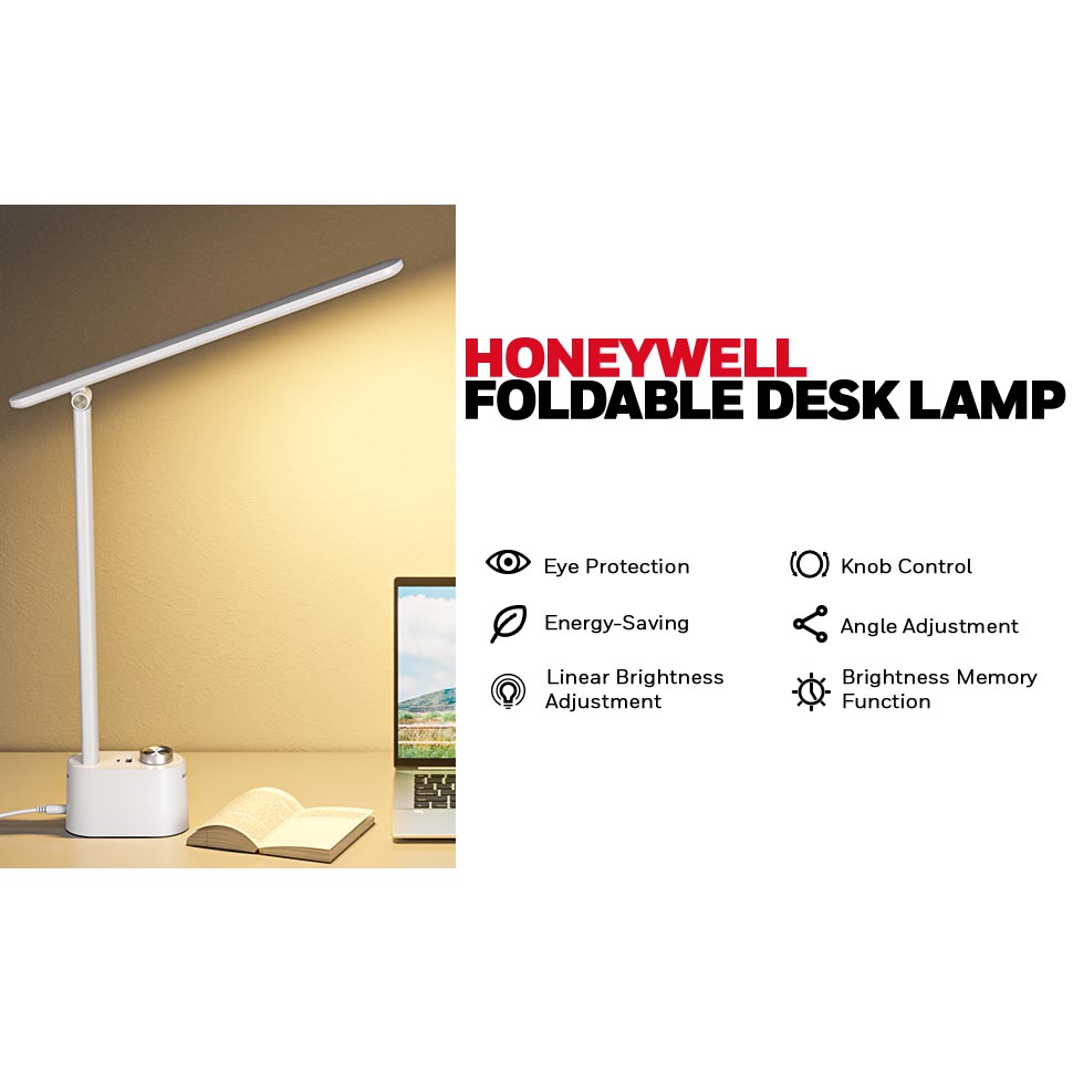 Honeywell Foldable Modern Desk Lamp with USB A+C Charging Port and Eye Protection, White - HWT-H01W - Image 8