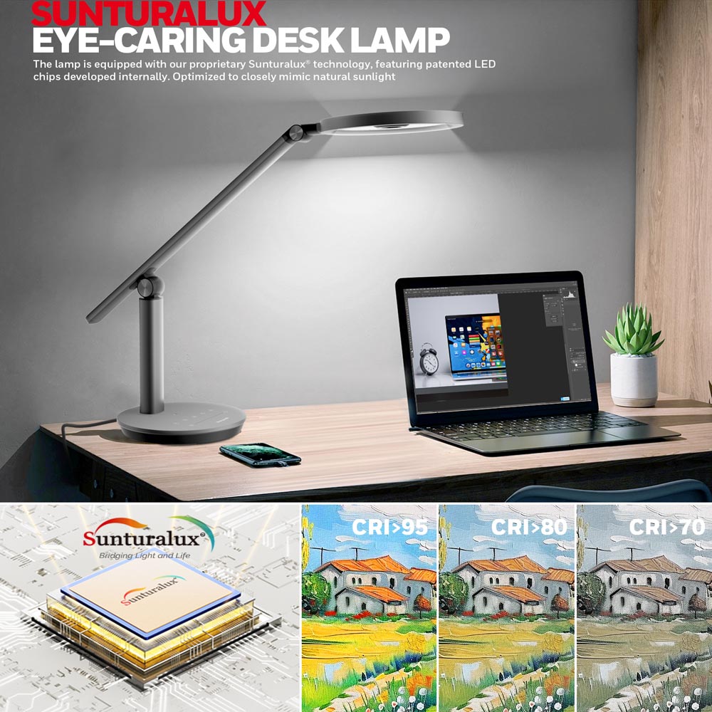 Honeywell H6 Desk Lamp with Touch Controls, Gray - Image 4
