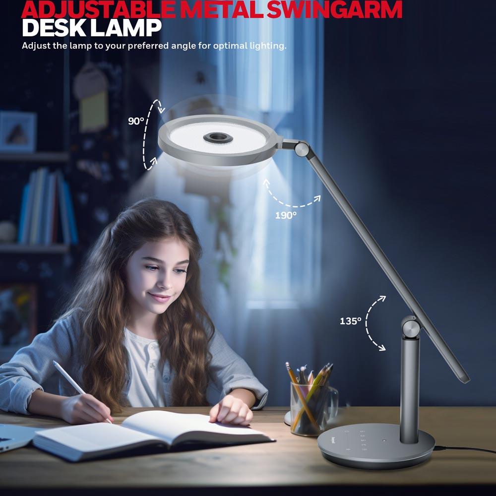 Honeywell H6 Desk Lamp with Touch Controls, Gray - Image 6