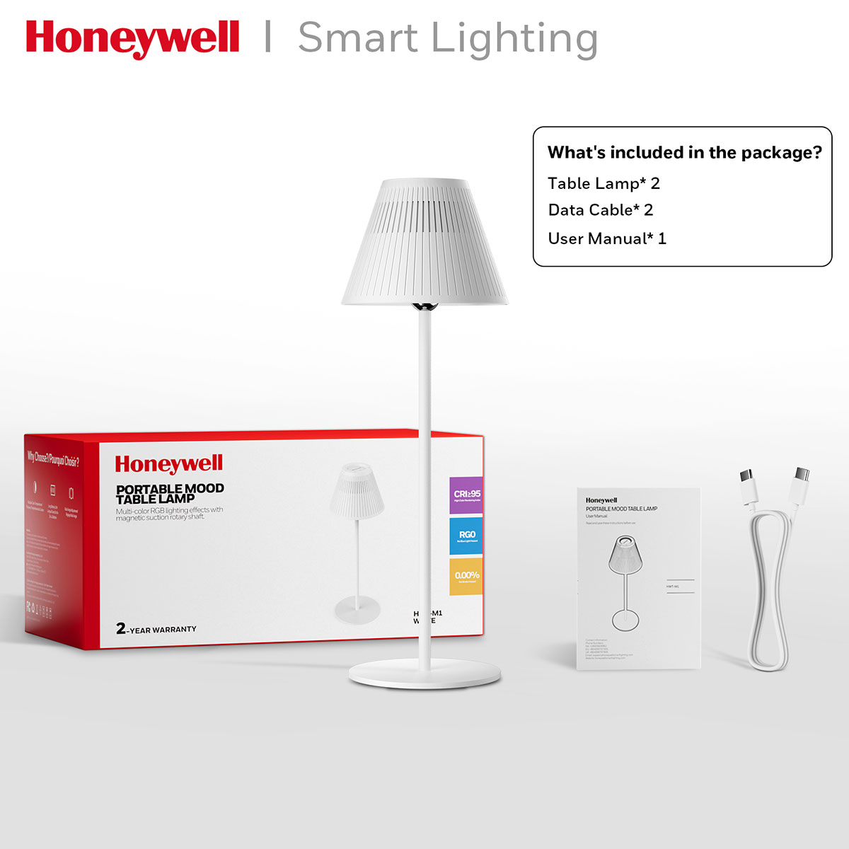 Honeywell Rechargeable Cordless Table Lamps with a Portable Design, Color Changing and Touch Controls, White 2-Pack HWT-M1W - Image 8