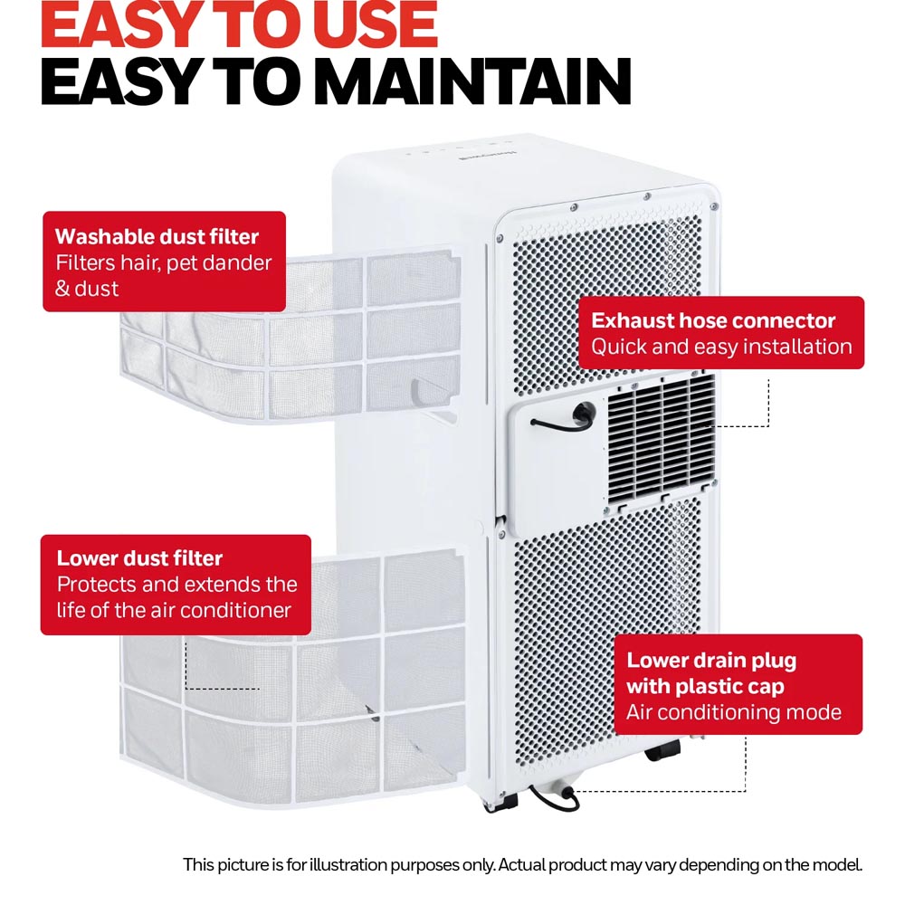 Honeywell 10,000 BTU Slim Portable Air Conditioner with Fan and Dehumidifier, HX4CESAWG0 - Image 5