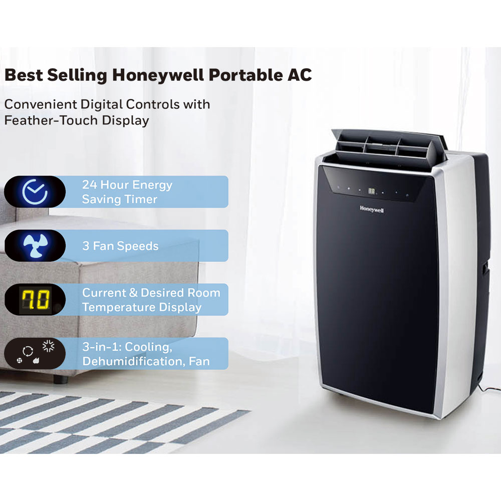 Honeywell 11,000 BTU Portable Air Conditioner, Dehumidifier and Fan - Black and Silver, MN1CFS8 - Image 8