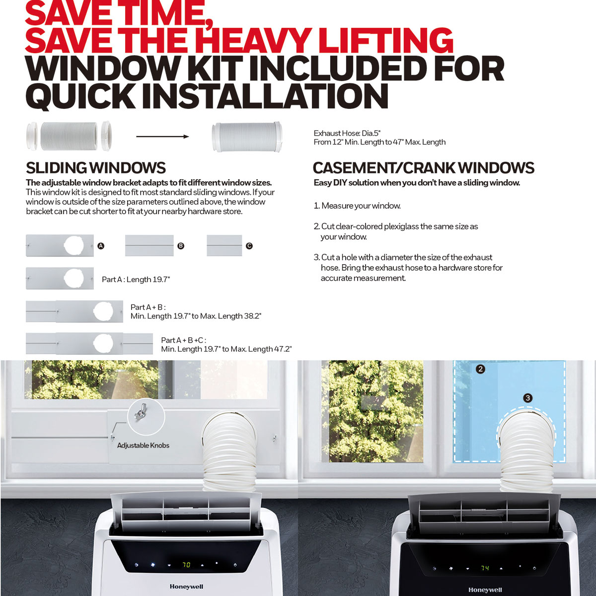 Honeywell 11,000 BTU Portable Air Conditioner, Dehumidifier and Fan - Black and Silver, MN1CFS8 - Image 9