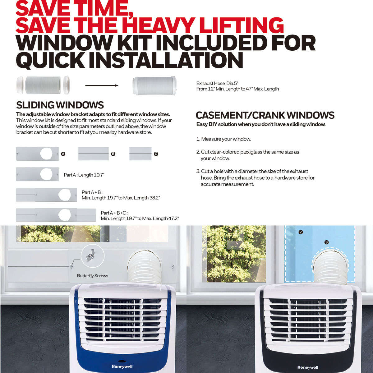Honeywell 9,000 BTU Compact Portable Air Conditioner, Dehumidifier and Fan, White and Black, MO08CESWK6 - Image 9