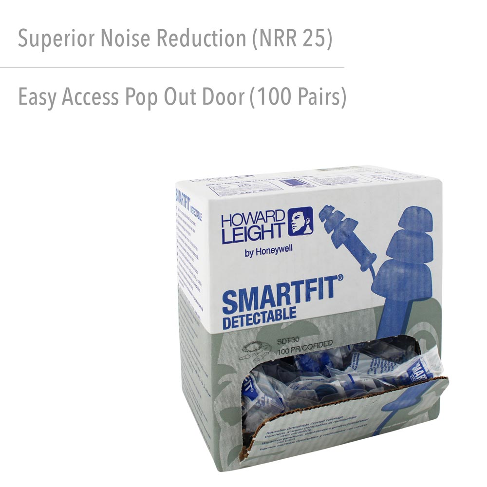 Honeywell Howard Leight SmartFit Tapered TPE Steel Corded Earplugs (100 Pack) - Image 2
