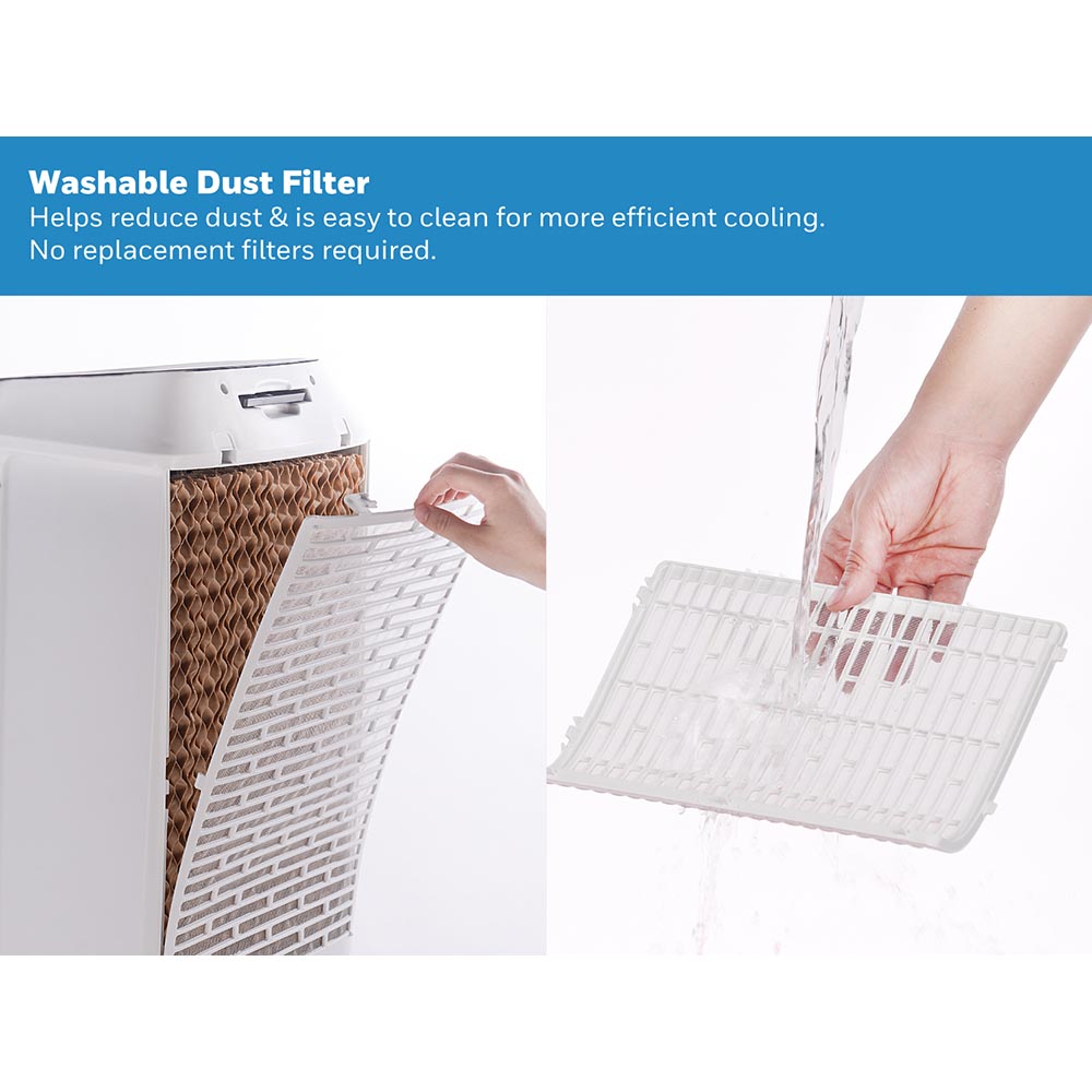 Honeywell TC30PEU Evaporative Tower Air Cooler with Fan and Humidifier, Washable Dust Filter, 470 CFM - 7.9 Gallon Tank, White - Image 5