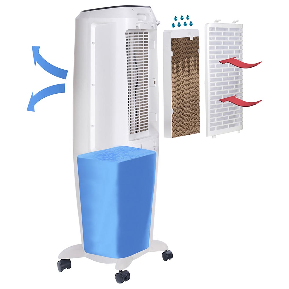 Honeywell TC30PEU Evaporative Tower Air Cooler with Fan and Humidifier, Washable Dust Filter, 470 CFM - 7.9 Gallon Tank, White - Image 7