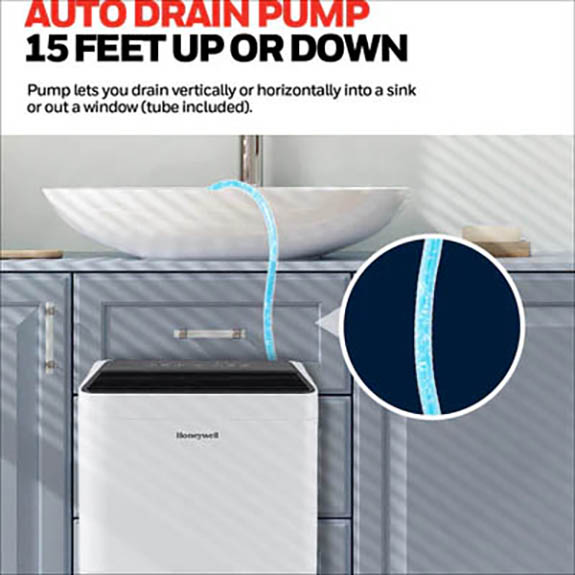 Honeywell TPFIT50APWK 50 Pint Smart Wi-Fi Portable Dehumidifier with Alexa Voice Control and Auto-Drain Pump - Image 4